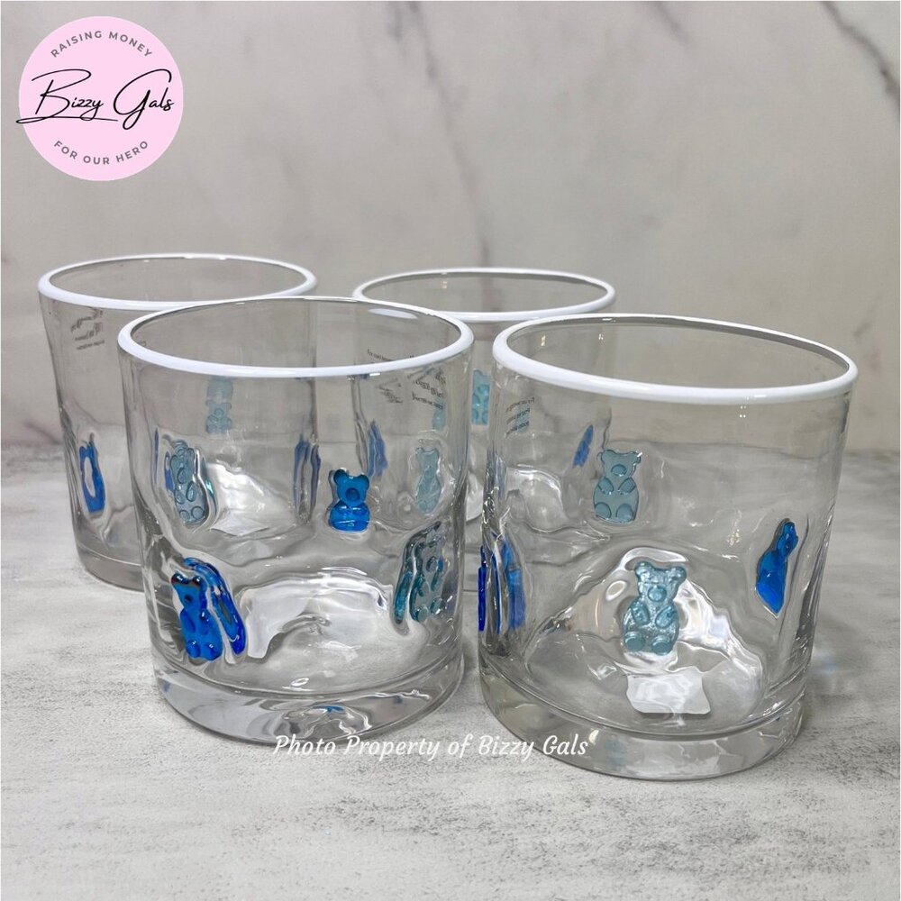 4 Gummy Bear Icon Charm Inlay Juice Whiskey Glass Set